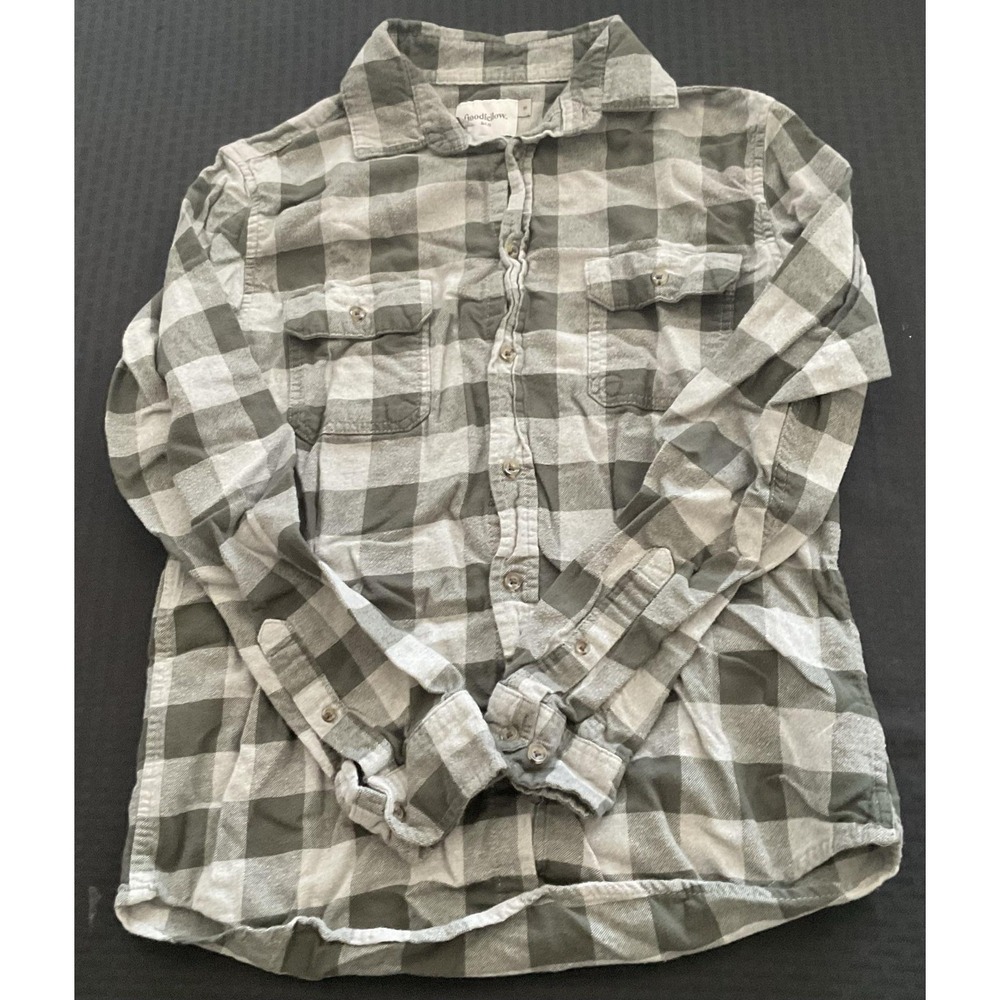 Goodfellow & Co Shirt Mens Medium Gray Plaid Flannel Long Sleeve Button Up